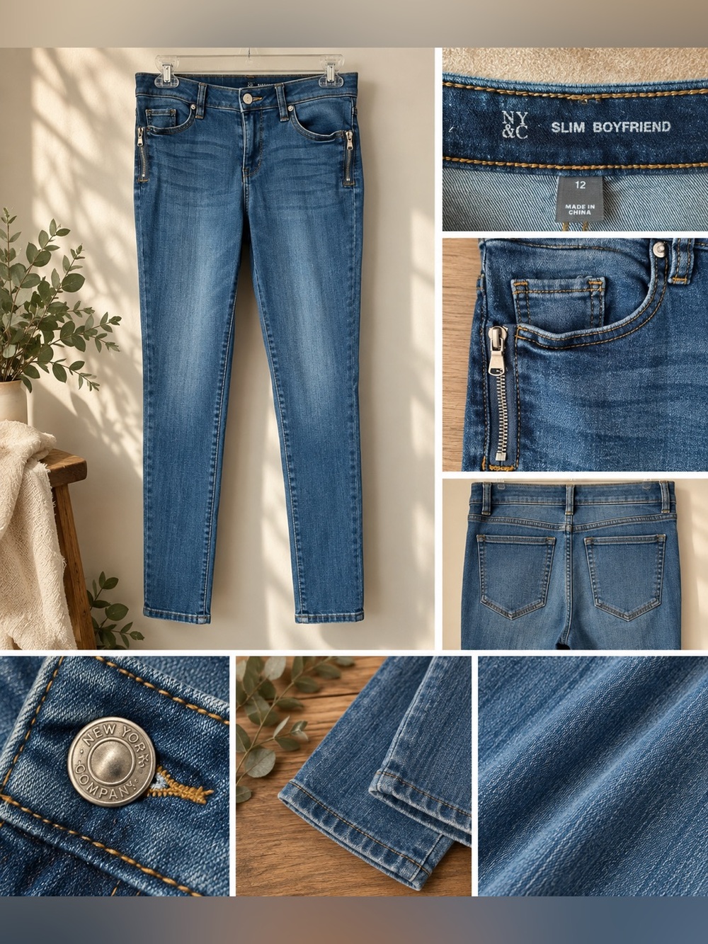 NY&C Slim Boyfriend Jeans – Women’s Size 12